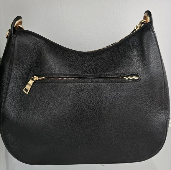 Coach Black Pebble Leather Hobo Satchel Bag with Gold Accents - Picture 8 of 10